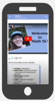 a mobile screenshot of a homepage that says "welcome to math 1a!"